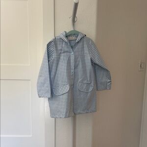 Light Blue Gingham Hooded Raincoat
